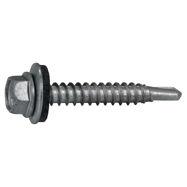 Midwest Fastener Self-Drilling Screw, #12 x 1-1/2 in, Silver Ruspert Steel Flange Hex Head External Hex Drive 53820 - main